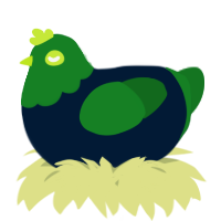 A tumblr and leaf chicken with a head pattern