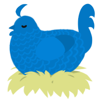 A sapphire chicken with a lace pattern