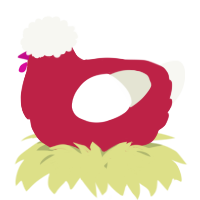 A crimson and white chicken