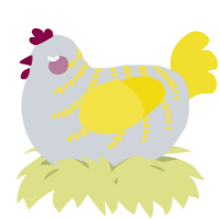 A mist and yellow chicken with a half-bar pattern