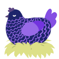 A navy and blurple chicken with a lace pattern
