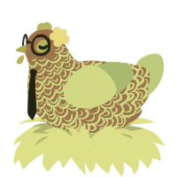 Screen, a maroon and cerulean chicken with a double-lace pattern