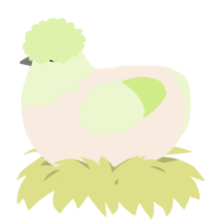 A cream and apple chicken with a head pattern