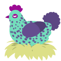 A mint and overcast chicken with a speckle pattern