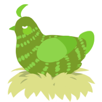 A chartreuse and grass chicken with a bar pattern