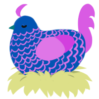 Yaoi 2, a ultramarine and orchid chicken with a lace pattern