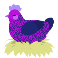 A amethyst and navy chicken with a double-lace pattern