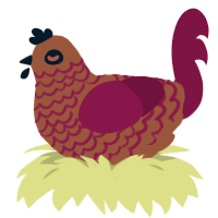 Sunset, a russet and wine chicken with a lace pattern
