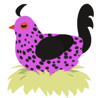 Saccharine, a orchid and sable chicken with a speckle pattern