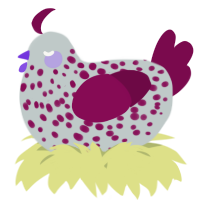A silver and wine chicken with a speckle pattern