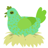 A spring and grass chicken with a speckle pattern