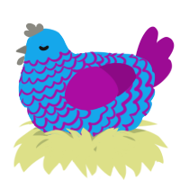 A sky and plum chicken with a lace pattern