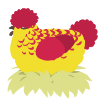 A yellow and crimson chicken with a half-lace pattern