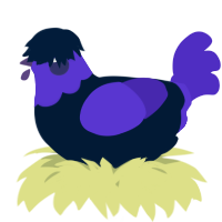 A tumblr and indigo chicken with a head pattern