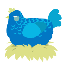 A sapphire and cerulean chicken with a half-lace pattern