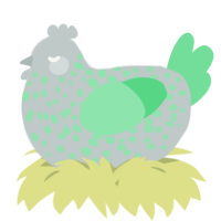 A silver and spring chicken with a speckle pattern