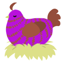 紫电, a amethyst and russet chicken with a bar pattern