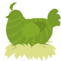 Color Me This Way, a chartreuse chicken with a bar pattern