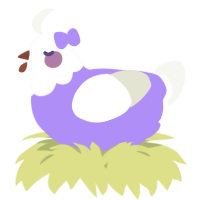 A lilac and white chicken with a head pattern