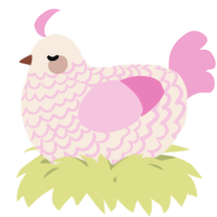 A cream and pink chicken with a lace pattern