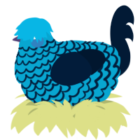 A cerulean and tumblr chicken with a lace pattern