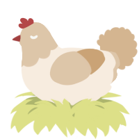 A cream and beige chicken with a head pattern