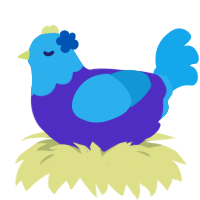 Clear Skies, a indigo and sky chicken with a head pattern