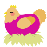 A fuchsia and honey chicken with a head pattern