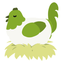 A white and chartreuse chicken with a head pattern