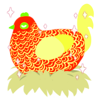 Hyperpop Pumpkin, a vermilion and lemon chicken with a double-lace pattern