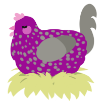 A plum and ash chicken with a speckle pattern