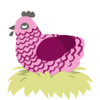 A pink and wine chicken with a lace pattern