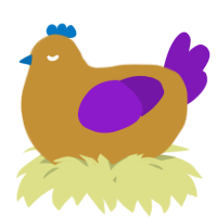 A gold and violet chicken