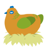 A orange and chartreuse chicken with a neck-band pattern