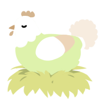 A apple and cream chicken with a head pattern