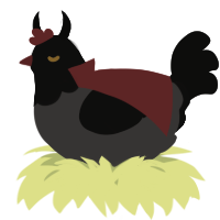 A grey and sable chicken with a head pattern