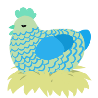 A gluppy and sky chicken with a lace pattern