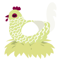 A lemon and white chicken with a lace pattern