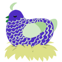 A indigo and gluppy chicken with a lace pattern
