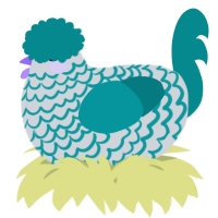 A mist and teal chicken with a lace pattern