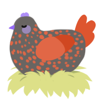 (unnamed), a grey and vermilion chicken with a speckle pattern