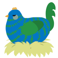 A sapphire and viridian chicken with a bar pattern