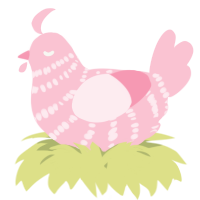 A rose chicken with a bar pattern