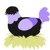 A sable and lilac chicken with a head pattern