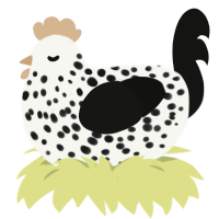 Dalmatian, a white and black chicken with a speckle pattern