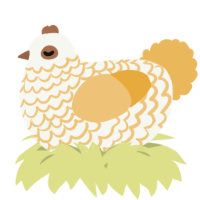 A white and honey chicken with a lace pattern
