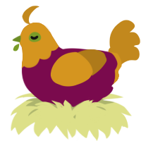 A wine and ochre chicken with a head pattern
