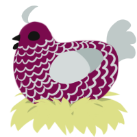 A wine and silver chicken with a lace pattern