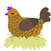 A ochre and bark chicken with a lace pattern