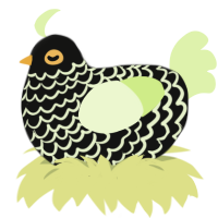 A black and apple chicken with a lace pattern